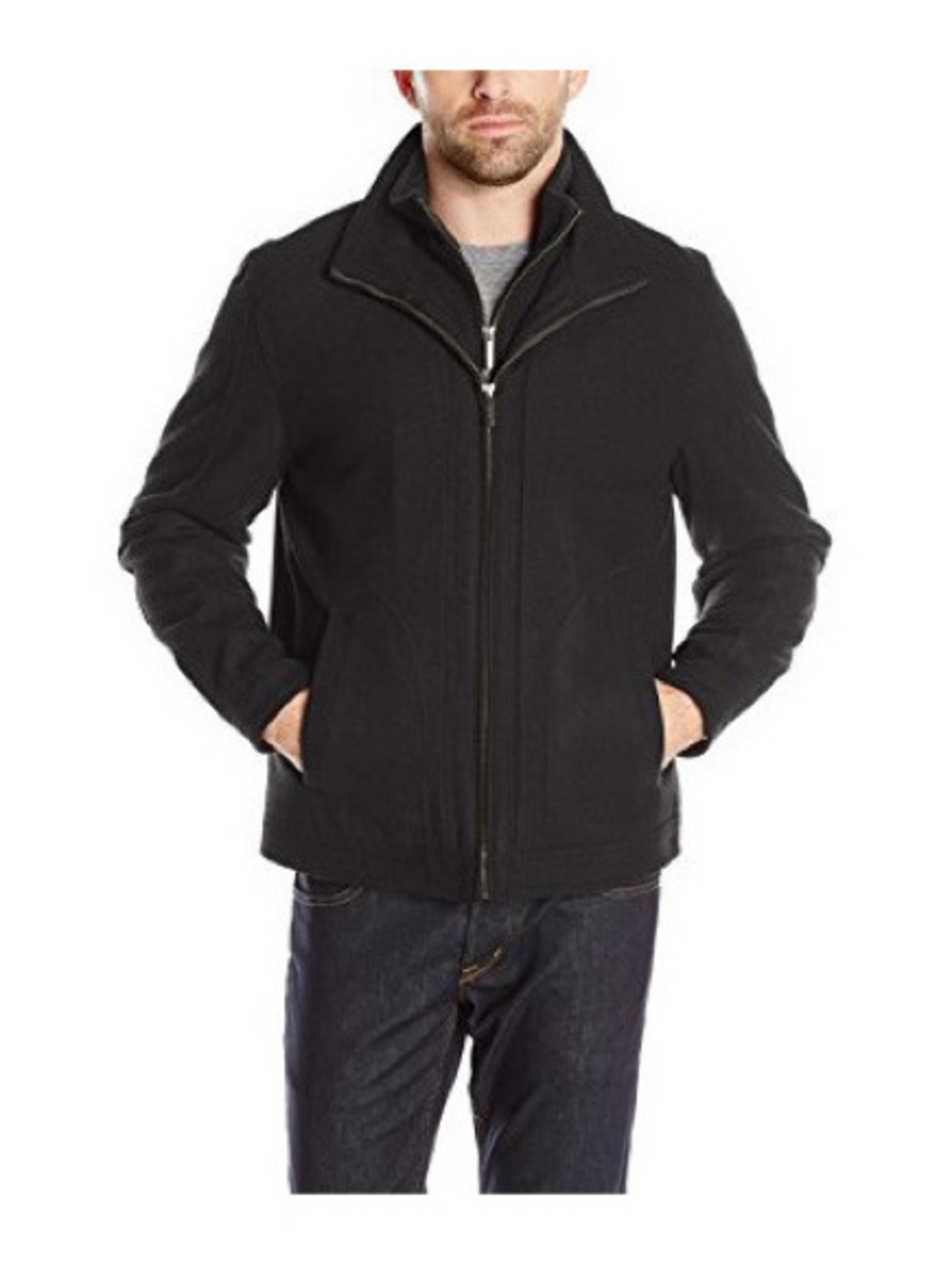 London Fog Black Wool Blend Full Zip Jacket Coat M